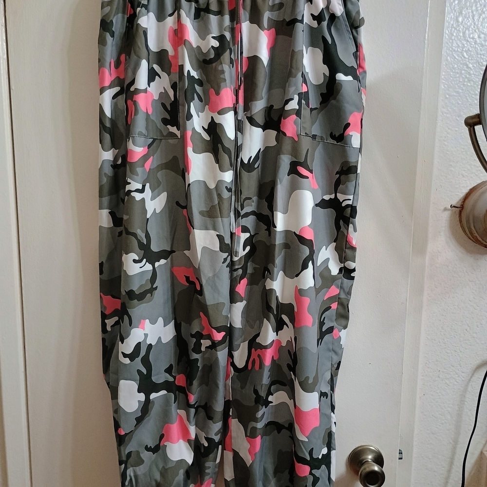 SHEIN Camouflage Maxi Skirt with Pink Accents